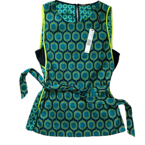 Sz XS NEW W Tag Silk ELIE TAHARI Sleeveless blouse, Mod Print Blue Green